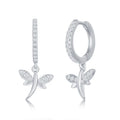 Children's Sterling Silver Small Huggie Hoop CZ Dragonfly Earrings