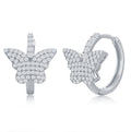 Children's Sterling Silver Micro Pave CZ Butterfly Huggie Hoop Earrings