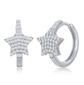 Children's Sterling Silver Micro Pave CZ Star Huggie Hoop Earrings