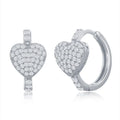 Children's Sterling Silver Micro Pave CZ Heart Huggie Hoop Earrings