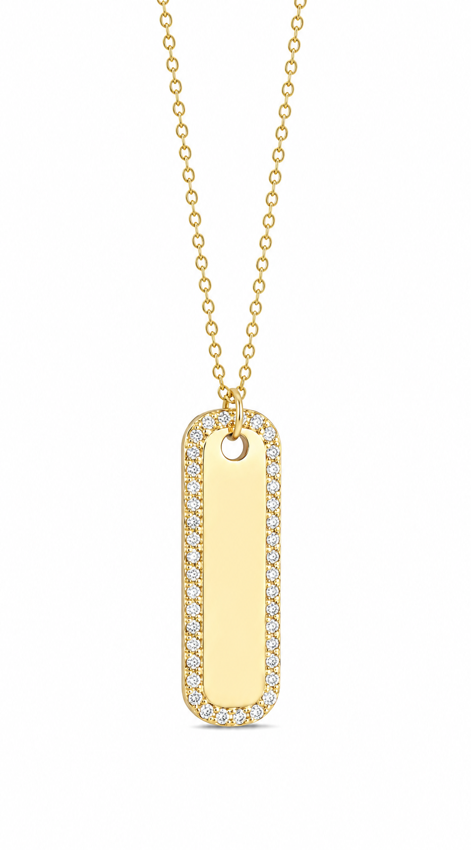Gold Plated Sterling Silver CZ Engravable Nameplate