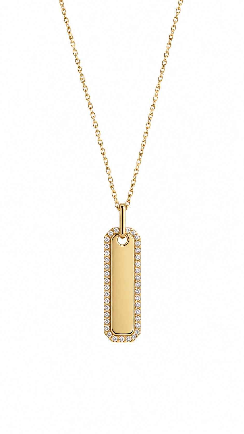 Gold Plated Sterling Silver CZ Engravable Nameplate