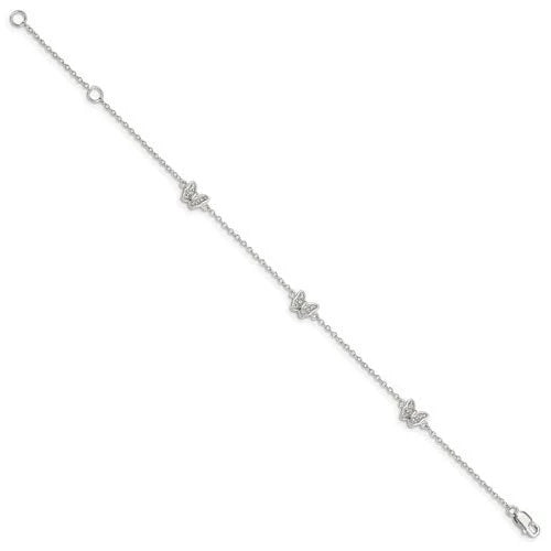 Children's Sterling Silver Bracelet w/ CZ Butterfly's