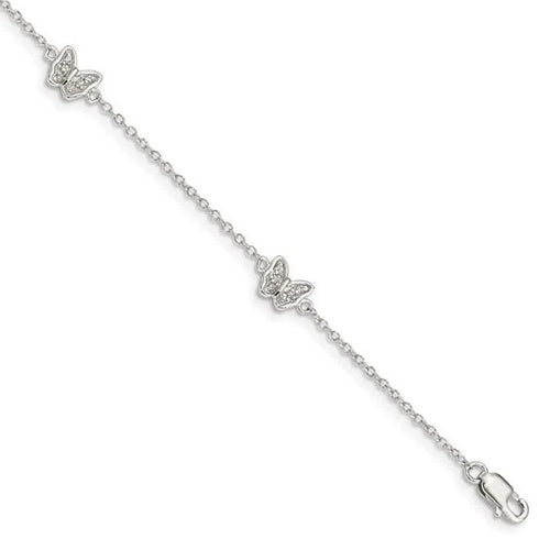 Children's Sterling Silver Bracelet w/ CZ Butterfly's