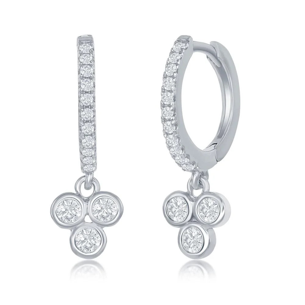 Children's Sterling Silver Triple Cluster CZ Huggies