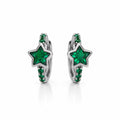 Sterling Silver Green Star Huggie Earrings