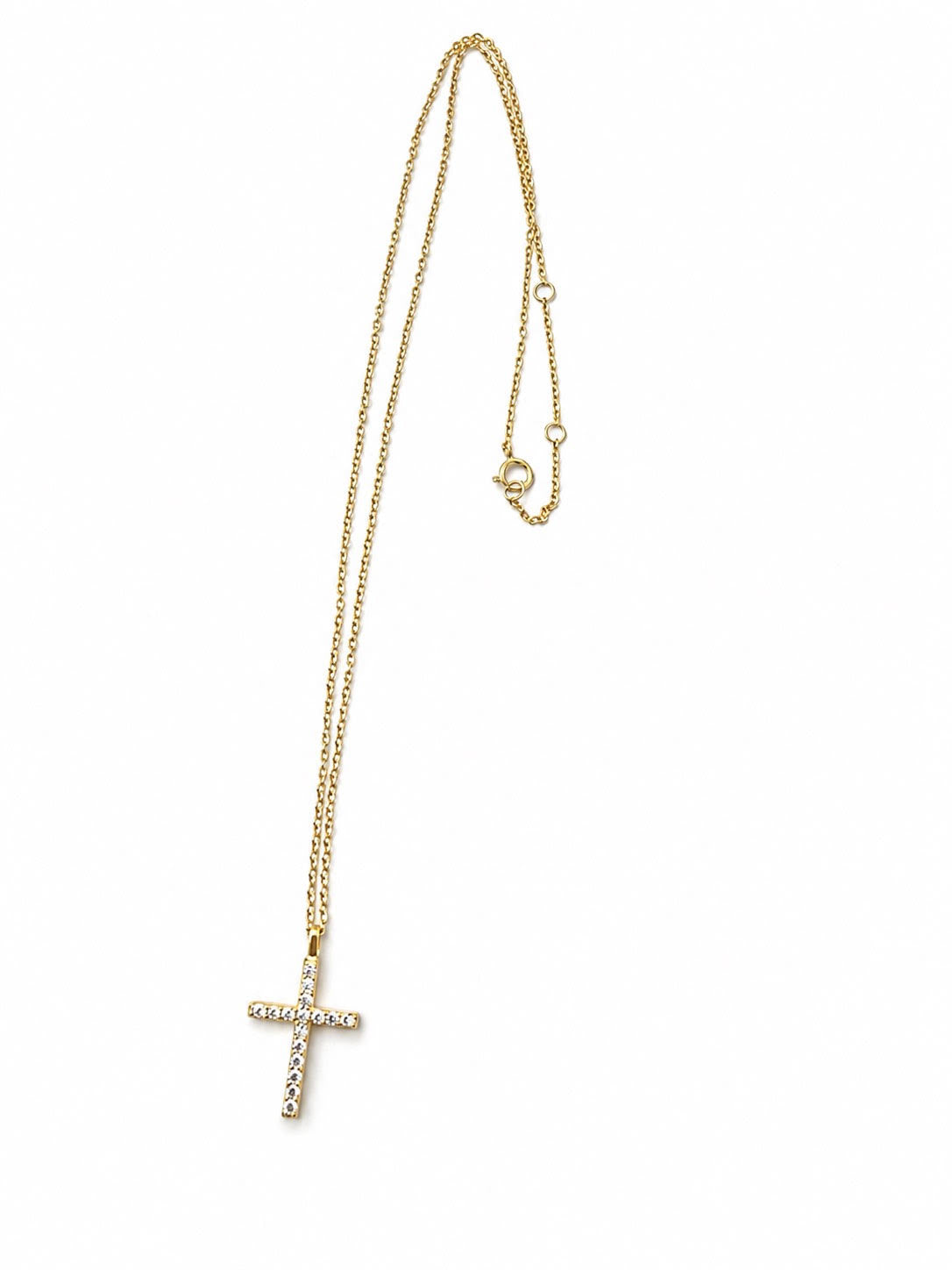 Sterling Silver Gold Plated CZ Cross Pendant Necklace